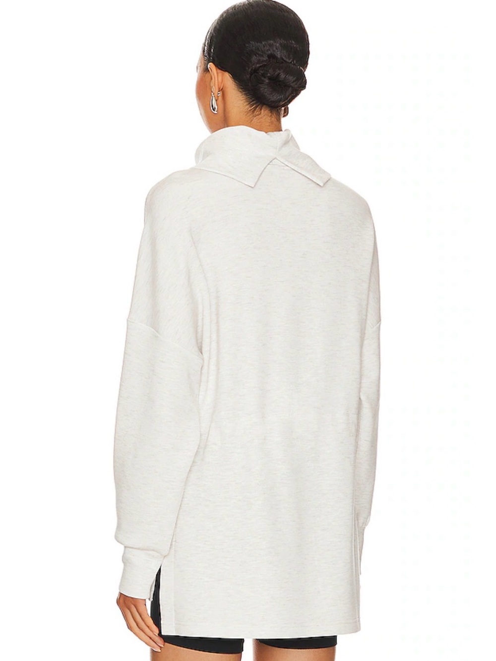 Varley Freya Sweatshirt in Ivory Marl Cowl Neck Cinch Waist Size M - Picture 2 of 9